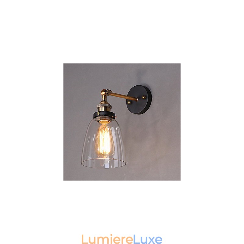 Applique murale industrielle en verre avec base en métal, style Edison, luminaire décoratif pour salle à manger, bureau, couloir