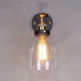 Applique murale industrielle en verre avec base en métal, style Edison, luminaire décoratif pour salle à manger, bureau, couloir