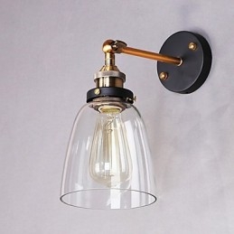 Applique murale industrielle en verre avec base en métal, style Edison, luminaire décoratif pour salle à manger, bureau, couloir