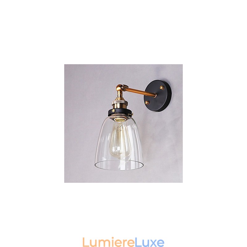 Applique murale industrielle en verre avec base en métal, style Edison, luminaire décoratif pour salle à manger, bureau, couloir