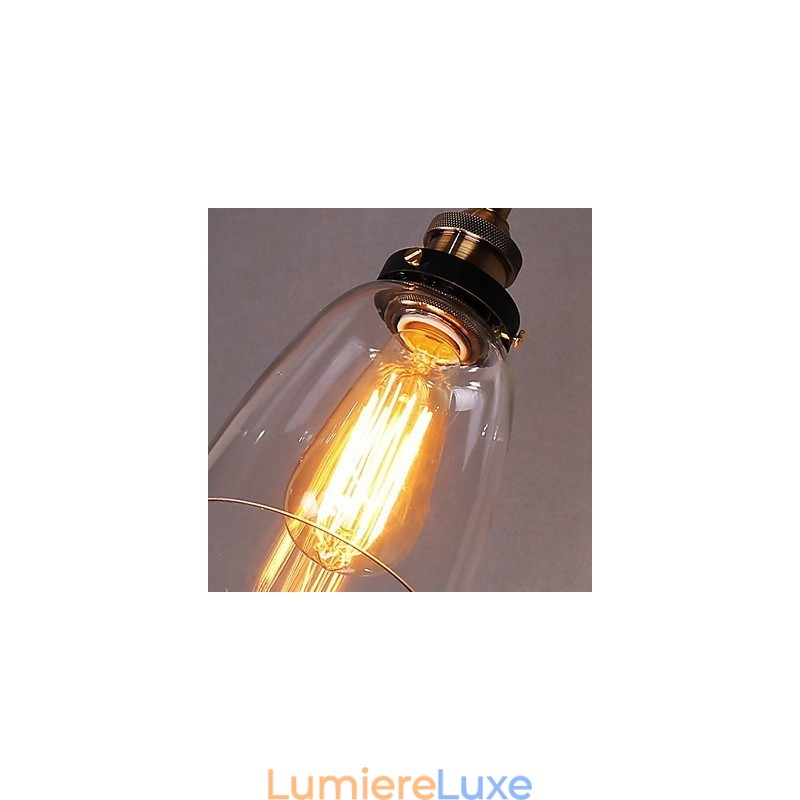 Applique murale industrielle en verre avec base en métal, style Edison, luminaire décoratif pour salle à manger, bureau, couloir