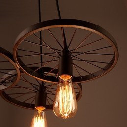 Lampes suspendues rétro Loft Lustre en fer forgé de style industriel à roulettes de style country américain