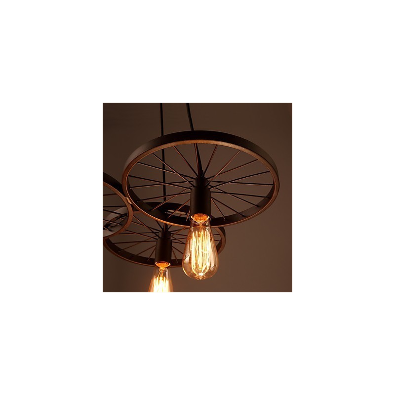 Lampes suspendues rétro Loft Lustre en fer forgé de style industriel à roulettes de style country américain
