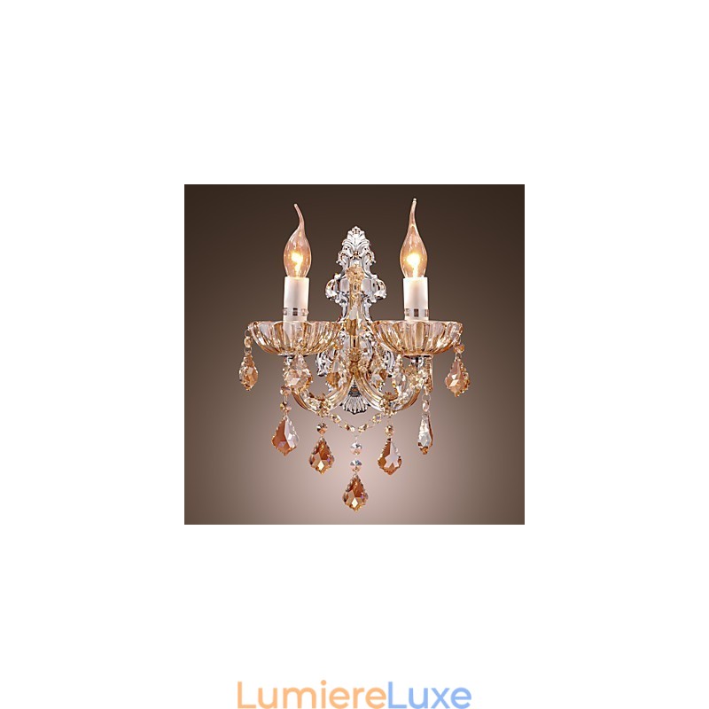 Applique murale élégante en cristal à 2 lumières