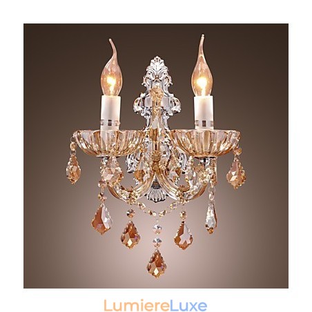 Applique murale élégante en cristal à 2 lumières Applique murale élégante en cristal à 2 lumières