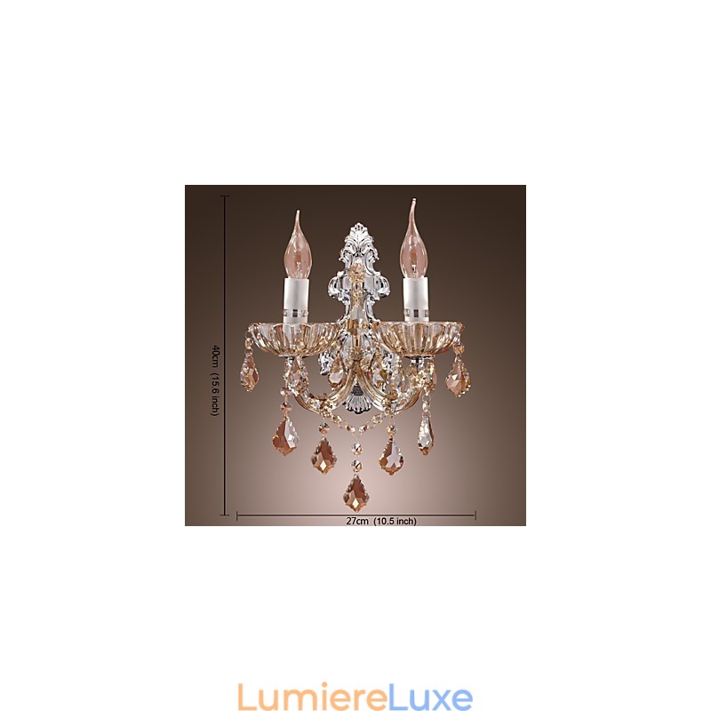 Applique murale élégante en cristal à 2 lumières
