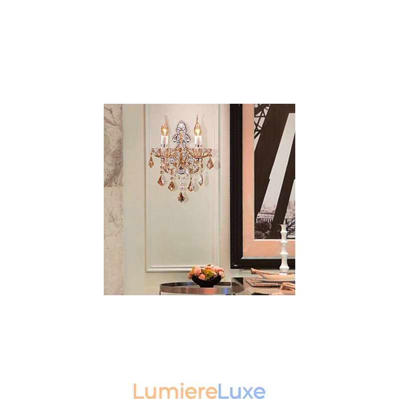 Applique murale élégante en cristal à 2 lumières