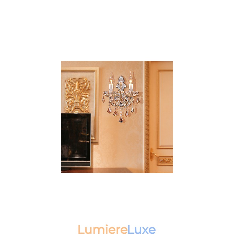 Applique murale élégante en cristal à 2 lumières