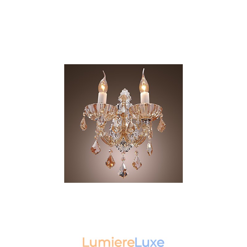Applique murale élégante en cristal à 2 lumières