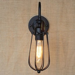 Lampe de salon de style campagnard américain, chambre à coucher, balcon, lampe de chevet minimaliste noire mate, art décoratif mural