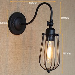 Lampe de salon de style campagnard américain, chambre à coucher, balcon, lampe de chevet minimaliste noire mate, art décoratif mural