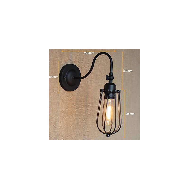 Lampe de salon de style campagnard américain, chambre à coucher, balcon, lampe de chevet minimaliste noire mate, art décoratif mural