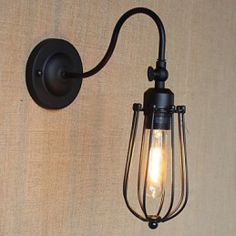 Lampe de salon de style campagnard américain, chambre à coucher, balcon, lampe de chevet minimaliste noire mate, art décoratif mural