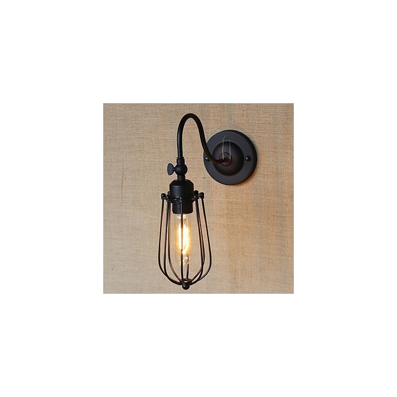 Lampe de salon de style campagnard américain, chambre à coucher, balcon, lampe de chevet minimaliste noire mate, art décoratif mural