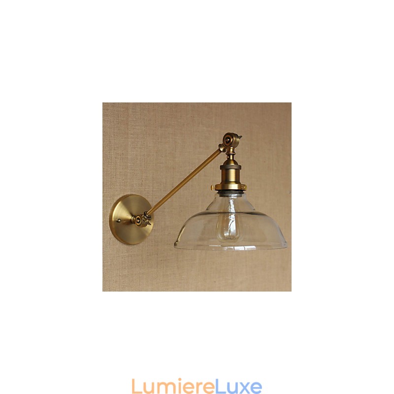 Applique murale rétro créative en verre et laiton, style campagnard américain, idéal pour une chambre à coucher ou un hall