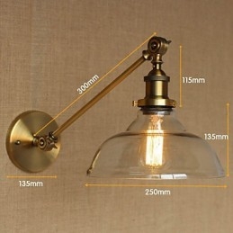 Applique murale rétro créative en verre et laiton, style campagnard américain, idéal pour une chambre à coucher ou un hall