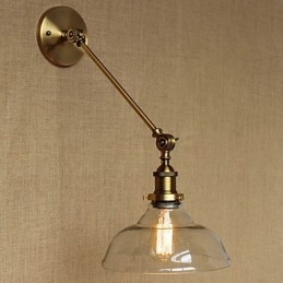 Applique murale rétro créative en verre et laiton, style campagnard américain, idéal pour une chambre à coucher ou un hall