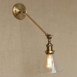 Applique murale rétro créative en verre et laiton, style campagnard américain, idéal pour une chambre à coucher ou un hall