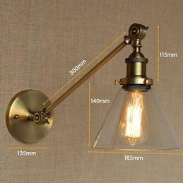 Applique murale rétro créative en verre et laiton, style campagnard américain, idéal pour une chambre à coucher ou un hall