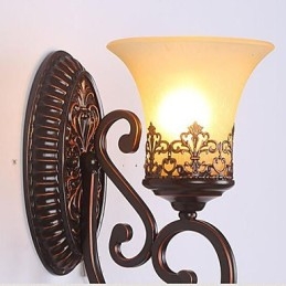Applique murale en verre et fer forgé de style européen, style ancien, pour chambre à coucher