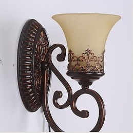Applique murale en verre et fer forgé de style européen, style ancien, pour chambre à coucher