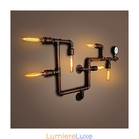 Applique murale 6 lumières finition bronze style industriel rustique Lodge métal Applique murale 6 lumières finition bronze style industriel rustique Lodge métal