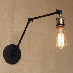 Une lampe murale simple et moderne de style country américain sans miroir et abat-jour avec bras en fer