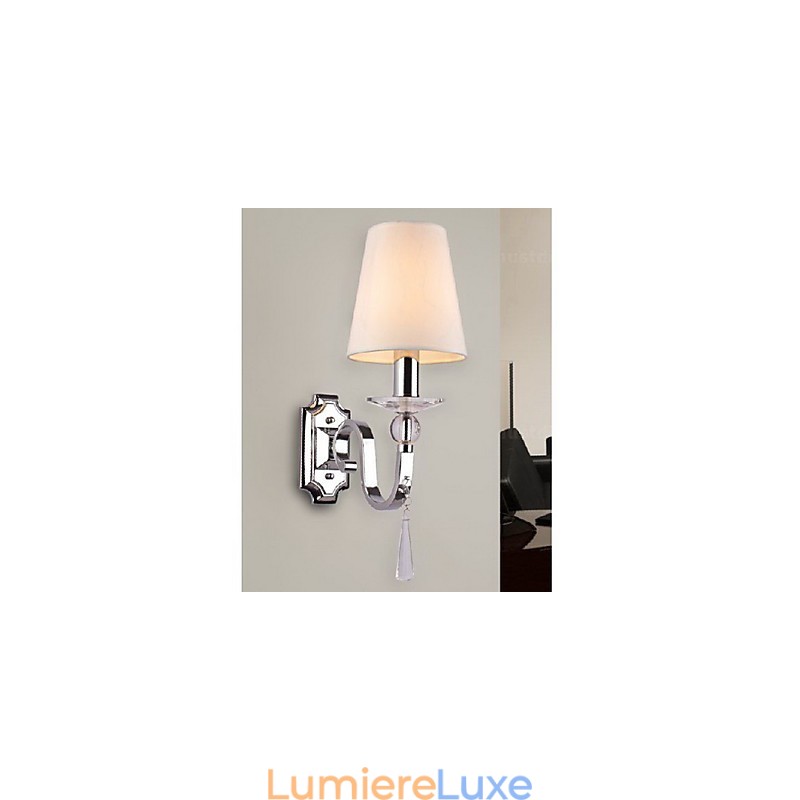 Applique murale blanc chaud avec gouttes de cristal