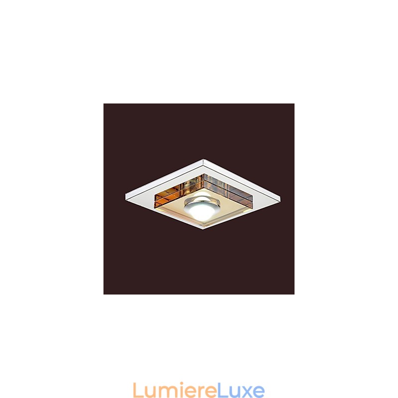 Plafonnier en cristal ambré 1 lumière encastré
