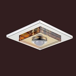 Plafonnier en cristal ambré 1 lumière encastré