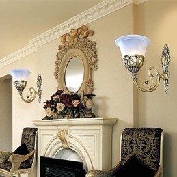 Appliques murales en bronze, verre moiré, style européen rétro classique, 220 V