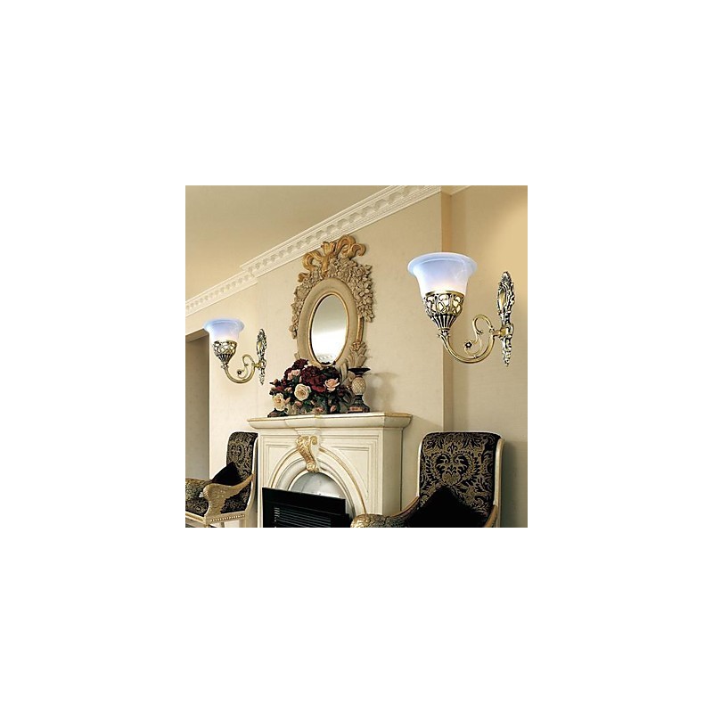 Appliques murales en bronze, verre moiré, style européen rétro classique, 220 V