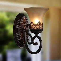 Appliques murales vintage à 1 lumière avec abat-jour en verre et résine, idéales pour une chambre, un salon ou un couloir