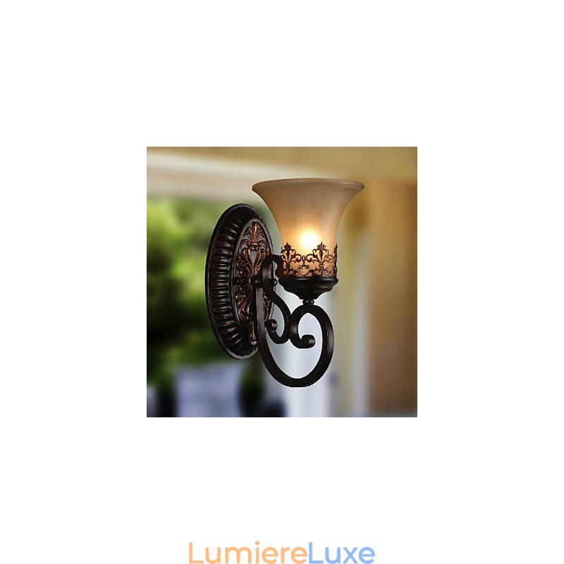 Appliques murales vintage à 1 lumière avec abat-jour en verre et résine, idéales pour une chambre, un salon ou un couloir