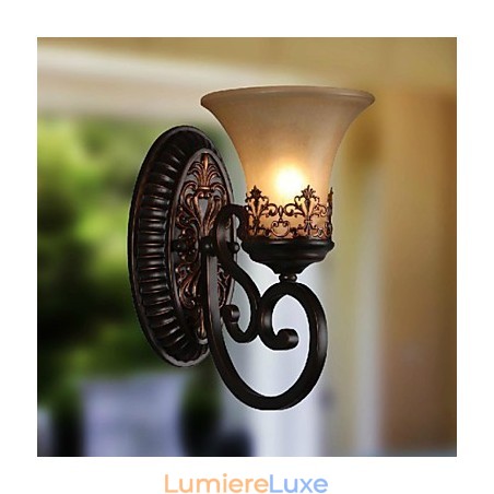 Appliques murales vintage à 1 lumière avec abat-jour en verre et résine, idéales pour une chambre, un salon ou un couloir Appliques murales vintage à 1 lumière avec abat-jour en verre et résine, idéales pour une chambre, un salon ou un couloir