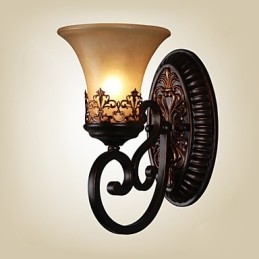 Appliques murales vintage à 1 lumière avec abat-jour en verre et résine, idéales pour une chambre, un salon ou un couloir