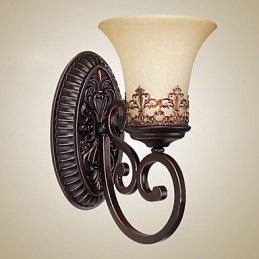 Appliques murales vintage à 1 lumière avec abat-jour en verre et résine, idéales pour une chambre, un salon ou un couloir