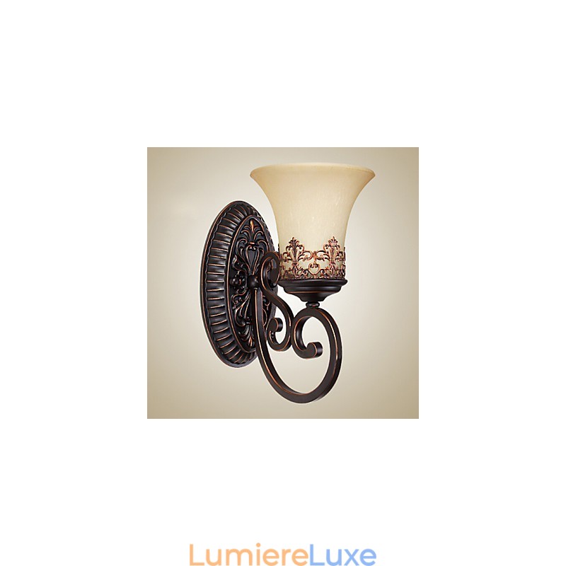 Appliques murales vintage à 1 lumière avec abat-jour en verre et résine, idéales pour une chambre, un salon ou un couloir