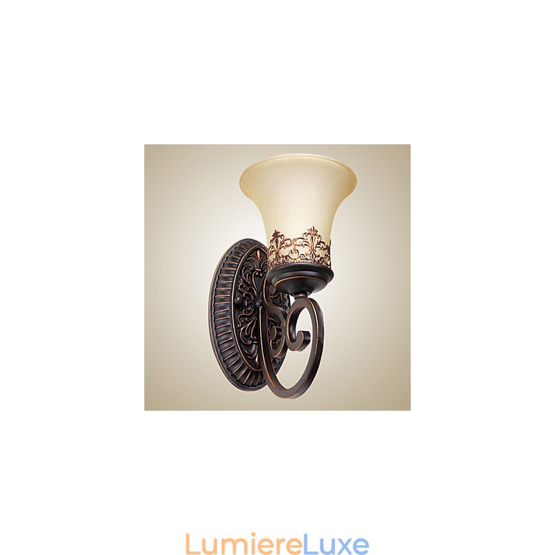 Appliques murales vintage à 1 lumière avec abat-jour en verre et résine, idéales pour une chambre, un salon ou un couloir
