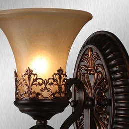 Appliques murales vintage à 1 lumière avec abat-jour en verre et résine, idéales pour une chambre, un salon ou un couloir