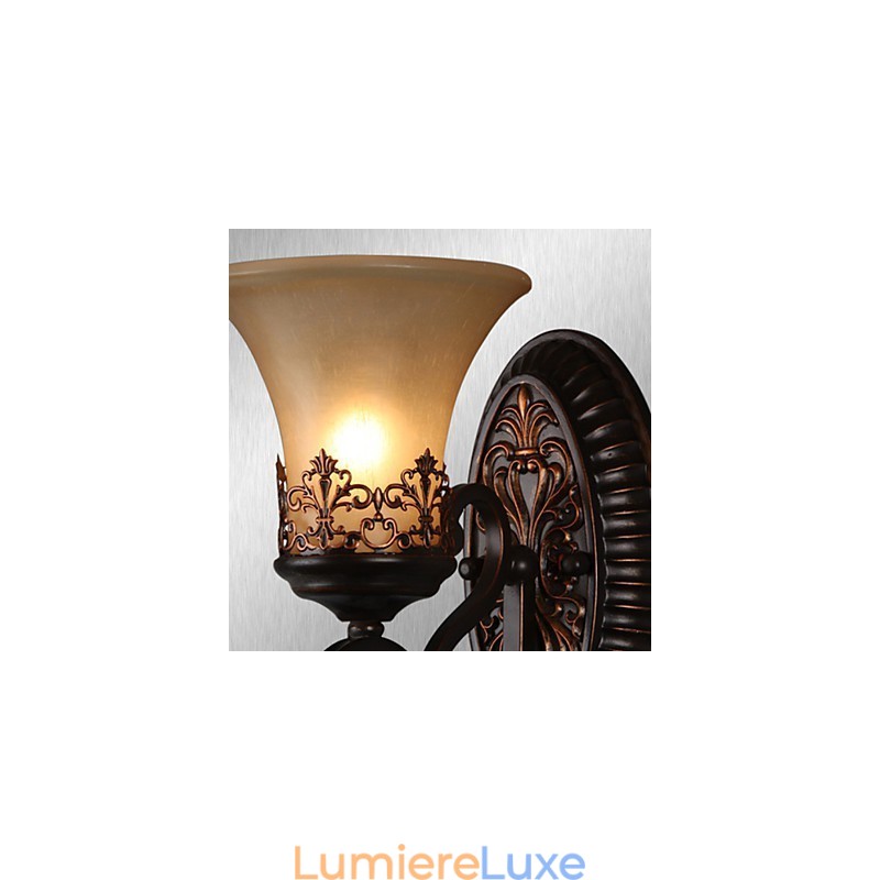 Appliques murales vintage à 1 lumière avec abat-jour en verre et résine, idéales pour une chambre, un salon ou un couloir