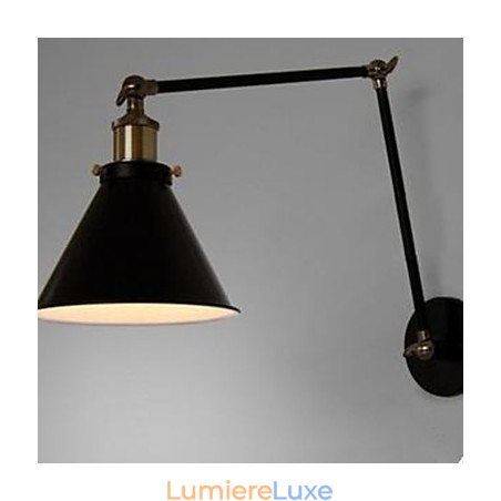 Applique murale double style loft industriel nostalgique noir avec section parapluie Applique murale double style loft industriel nostalgique noir avec section parapluie