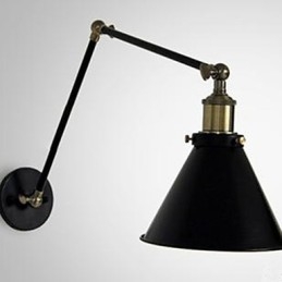 Applique murale double style loft industriel nostalgique noir avec section parapluie