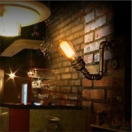 Applique murale vintage style loft industriel américain Edison, style pipe à eau rétro