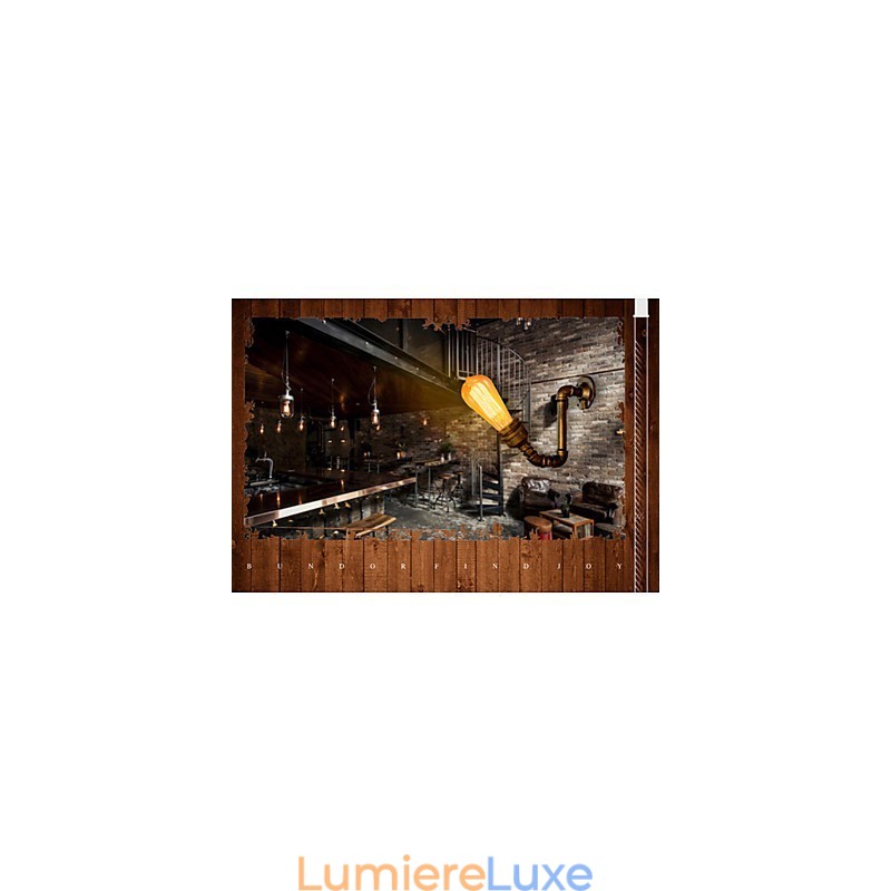 Applique murale vintage style loft industriel américain Edison, style pipe à eau rétro