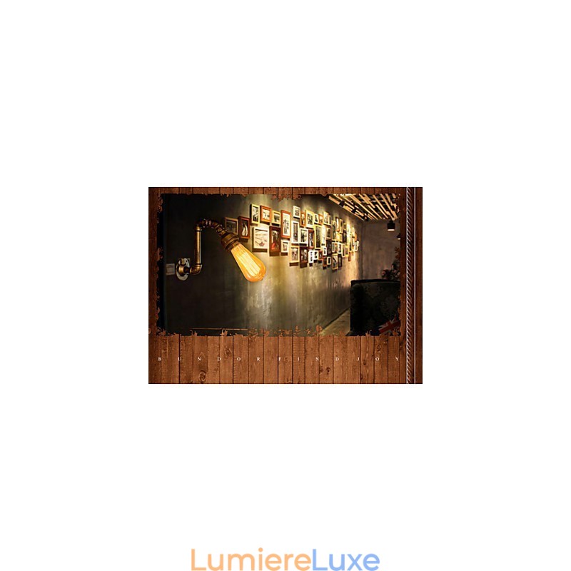 Applique murale vintage style loft industriel américain Edison, style pipe à eau rétro
