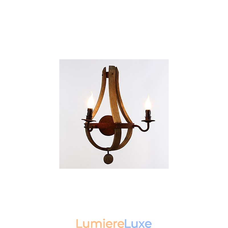 Appliques murales de style mini rustique Lodge bois bambou