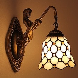 Applique murale créative en fer forgé de style rural contracté européen, lumières en verre