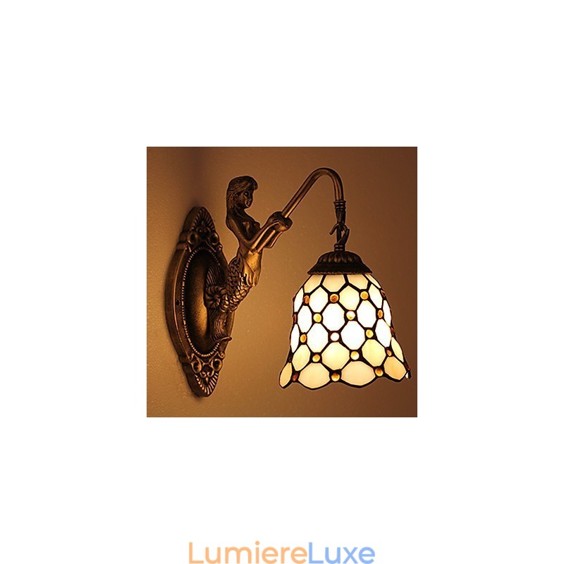 Applique murale créative en fer forgé de style rural contracté européen, lumières en verre