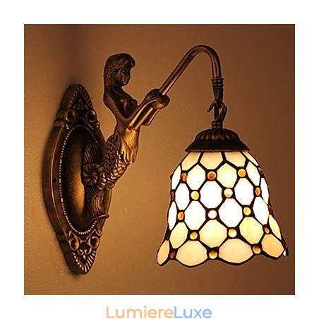 Applique murale créative en fer forgé de style rural contracté européen, lumières en verre Applique murale créative en fer forgé de style rural contracté européen, lumières en verre